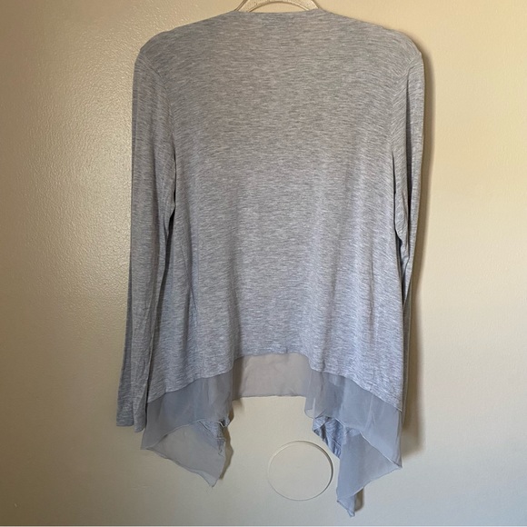 New York & Company Grey Long Sleeve Viscose Blend Open Cardigan - Picture 6 of 8
